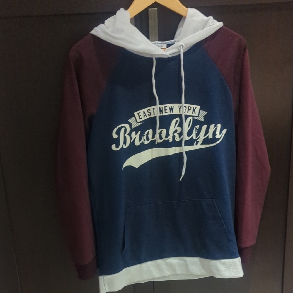 Women's Ardene Brooklyn Blue &  Burgundy Hoodie Size M In Good Condition
